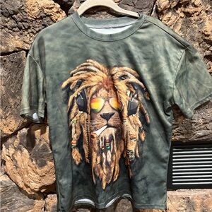 Green Lion Bob Marley Graphic T-Shirt